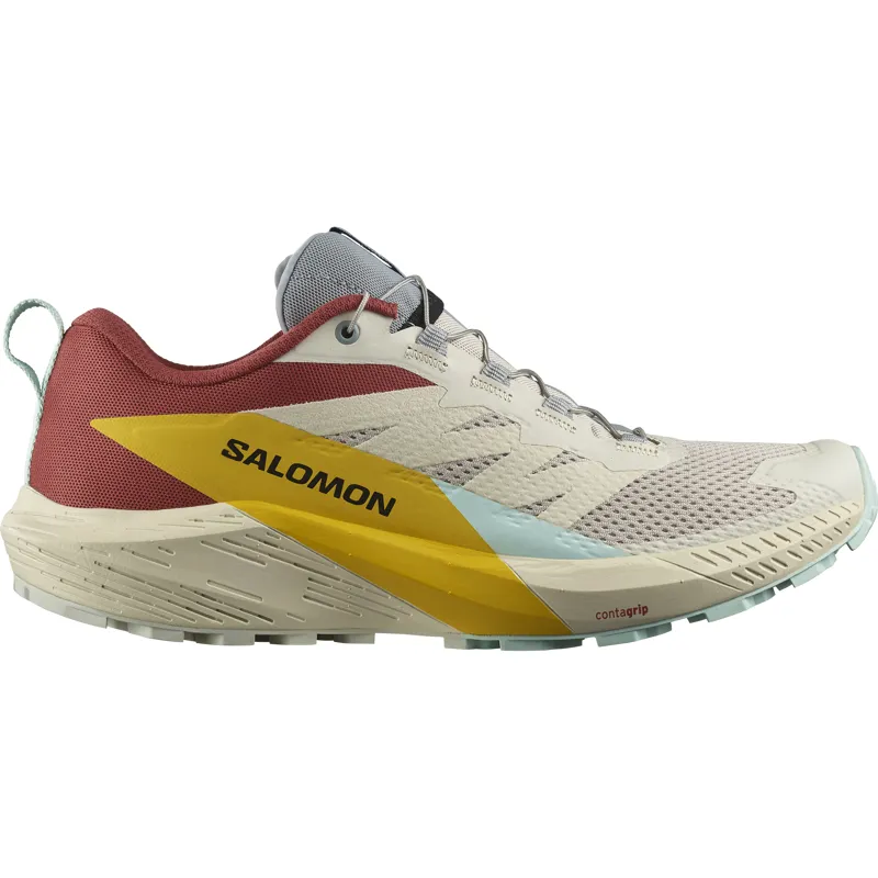 Salomon Sense Ride 5 Men's Trail Running Shoe in Rainy Day/Hot Sauce/Freesia